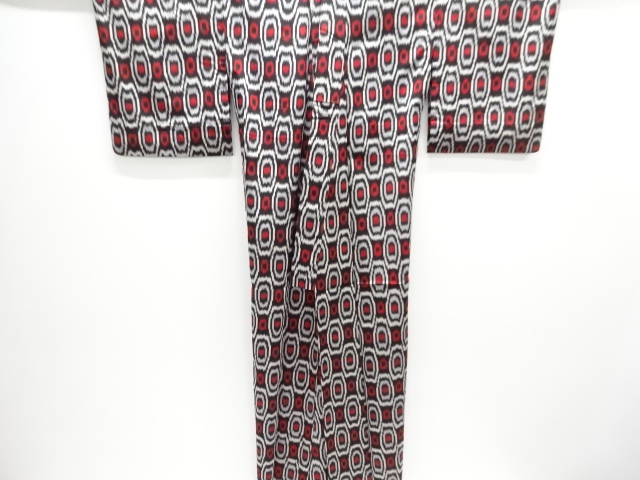  大正ロマン　抽象模様織り出しお召単衣着物